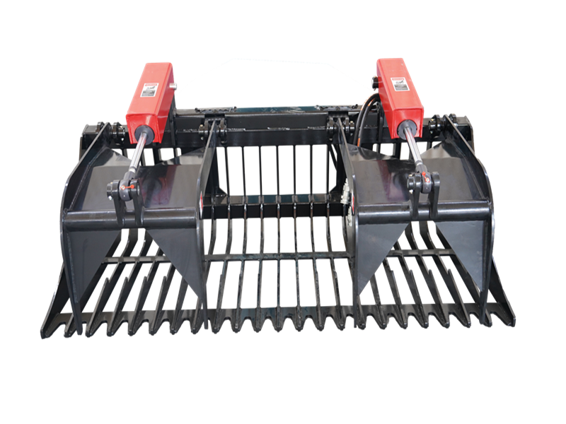 将图像加载到画廊查看器中,Heavy Duty Dual Cylinder Root Rake Grapple Attachment Fits Skid Steer