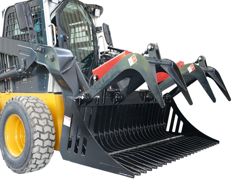 将图像加载到画廊查看器中,Heavy Duty Dual Cylinder Root Rake Grapple Attachment Fits Skid Steer