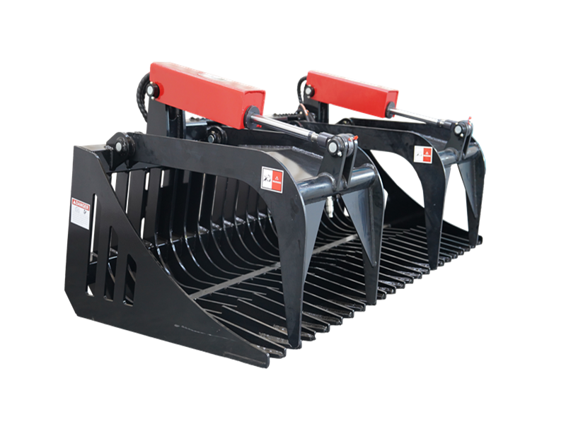 将图像加载到画廊查看器中,Heavy Duty Dual Cylinder Root Rake Grapple Attachment Fits Skid Steer