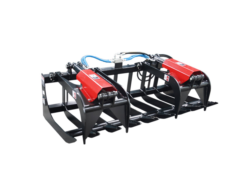 将图像加载到画廊查看器中,Dual Cylinders Root Grapple Bucket with Skid Steer Universal Quick Hitch