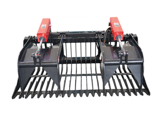 Heavy Duty Dual Cylinder Root Rake Grapple Attachment Fits Skid Steer