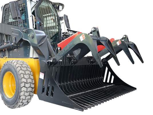 Heavy Duty Dual Cylinder Root Rake Grapple Attachment Fits Skid Steer