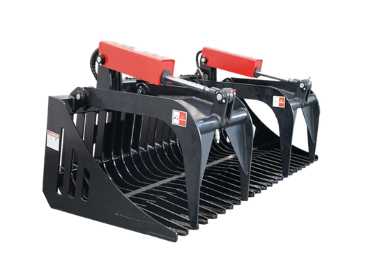 Heavy Duty Dual Cylinder Root Rake Grapple Attachment Fits Skid Steer
