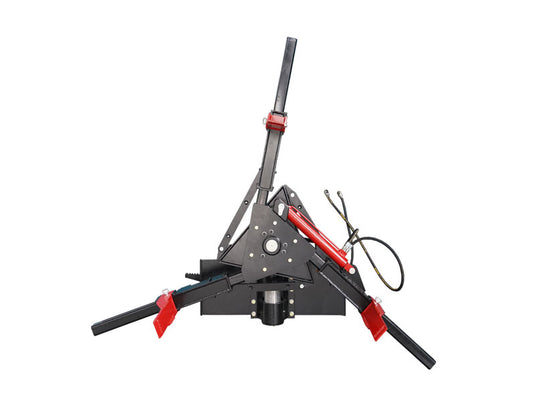 Tire Grabber attachment safely change and store large tires in a way for skid steer